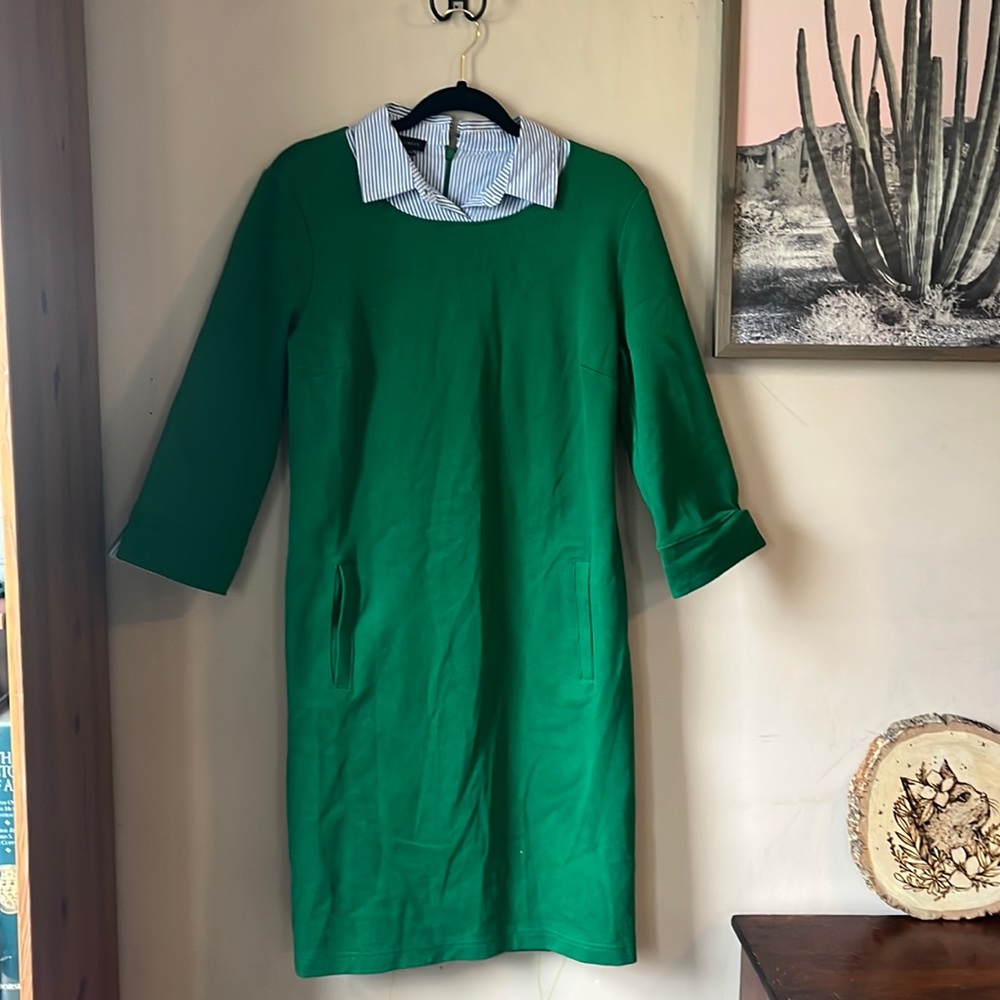 Talbots Green Mini Dress with Blue Collar